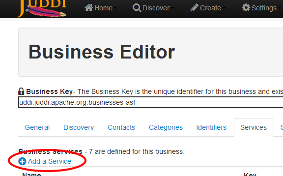 Add a Service via Business Editor
