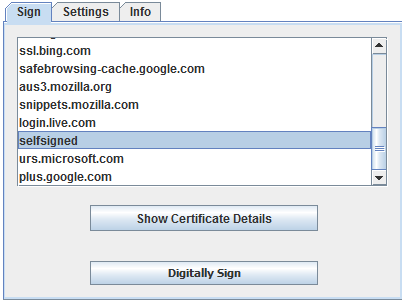 Select a Signing Certificate