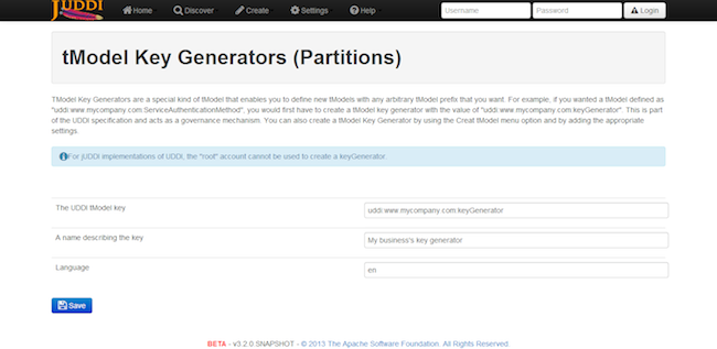 Create a tModel Key Generator (Partition)